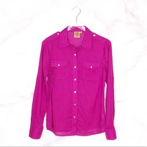 Tory Burch Fuschia Button-Down Top